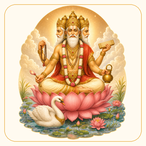 Brahma — the creator, one of the Trimurti (Brahma-Vishnu-Mahesh)