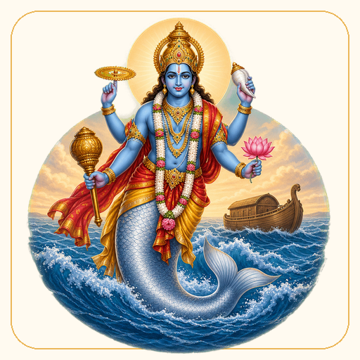 Lord Vishnu's Matsya (fish) avatar — regarded as the first avatar in most dashavatar lists (though the Bhagavata and Garuda Puranas' separate 24-avatar list places him tenth)