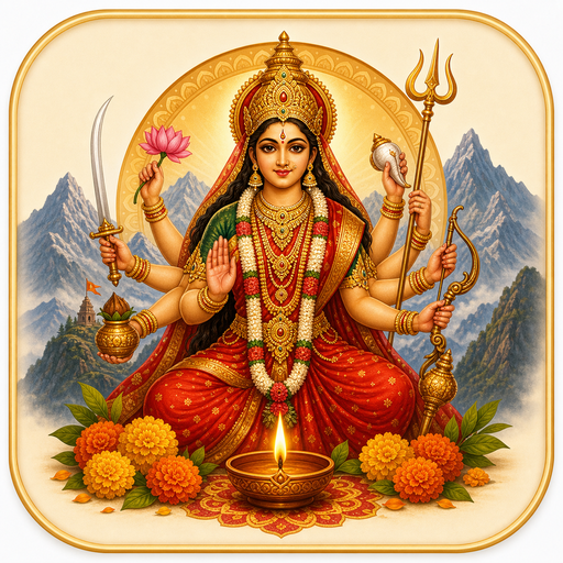 सप्तशृंगी देवी — महालक्ष्मी, महासरस्वती व महाकाली यांचे एकत्रित रूप; अठरा-भुजा महिषासुरमर्दिनी